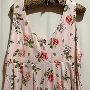 VTG VICTORIA SECRET JUMPER/POMPER PINK FLORAL WIDE LEG :SOFT COTTON-BOX PLEAT